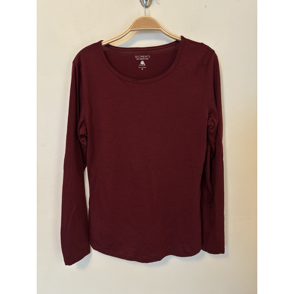 SEG'MENTS Women's 100% Merino Wool Long Sleeve Base Layer Top Medium Burgundy